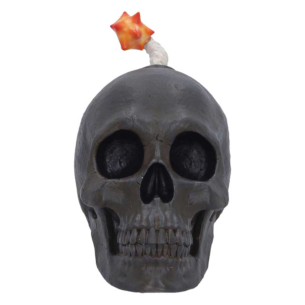 Mind Blown Bomb Skull Figurine - Front of skull and bomb design