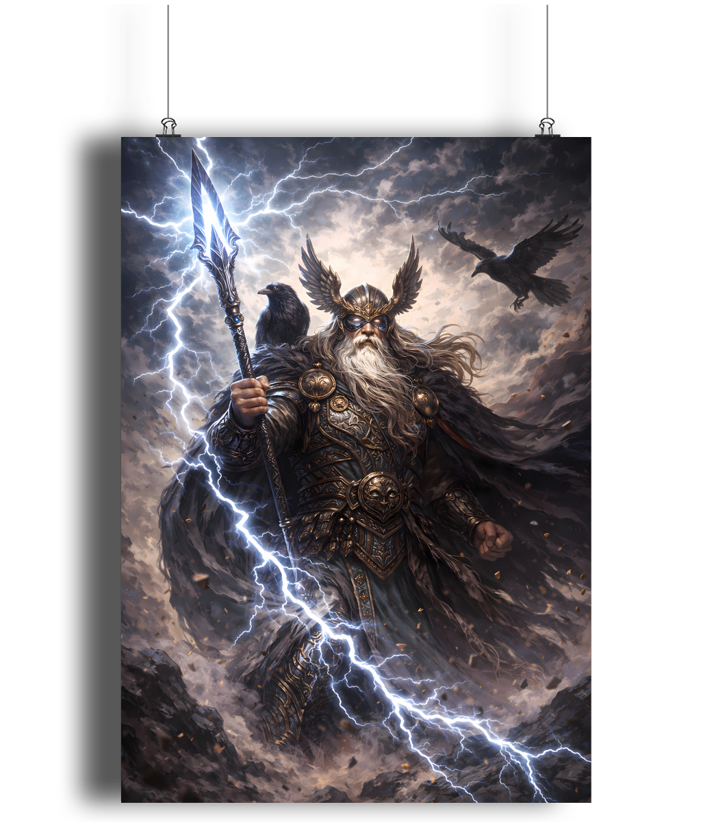 Odin Norse art print A4 Allfather mythology wall art