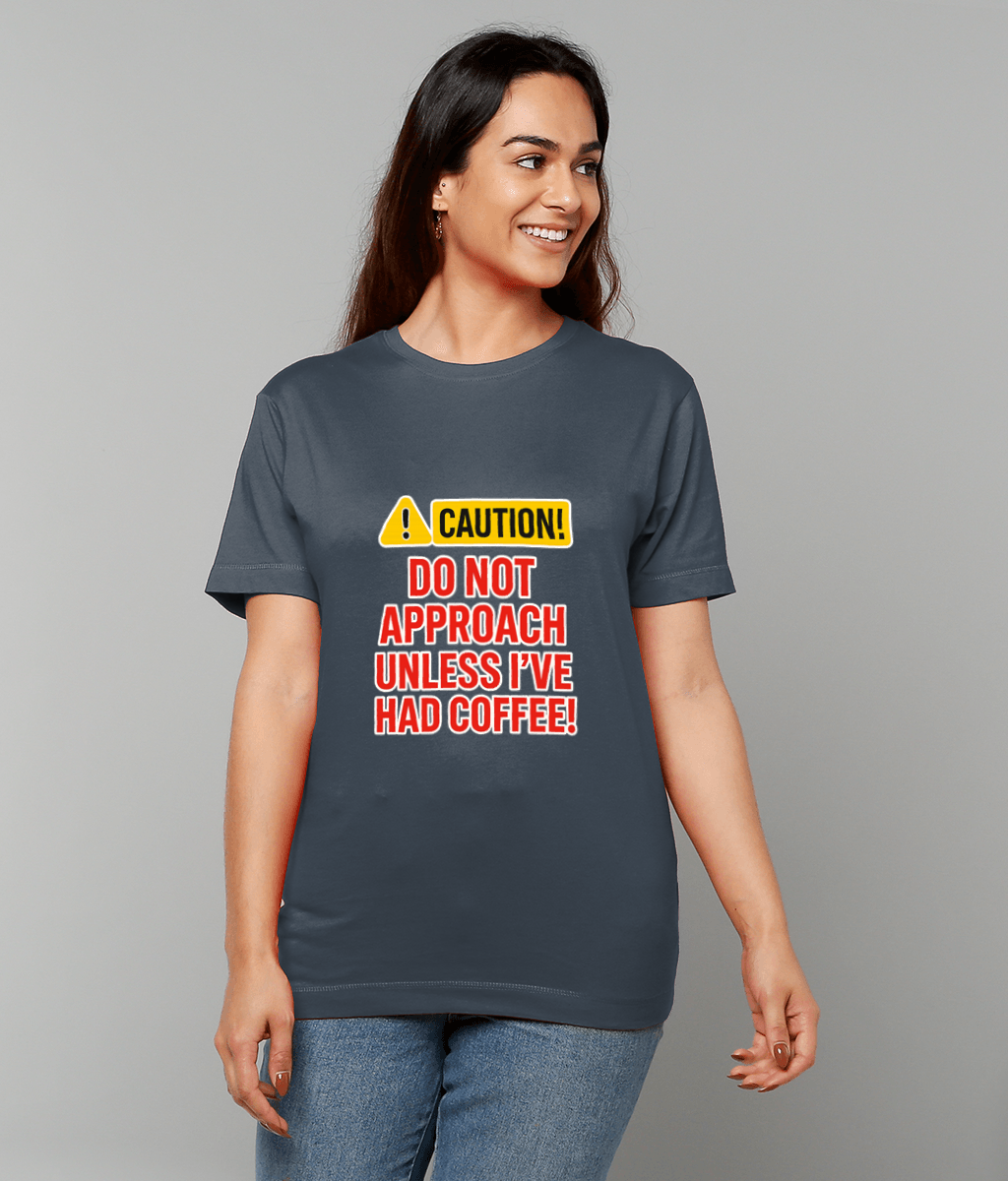 Coffee Warning T-shirt – humorous coffee lover slogan graphic tee