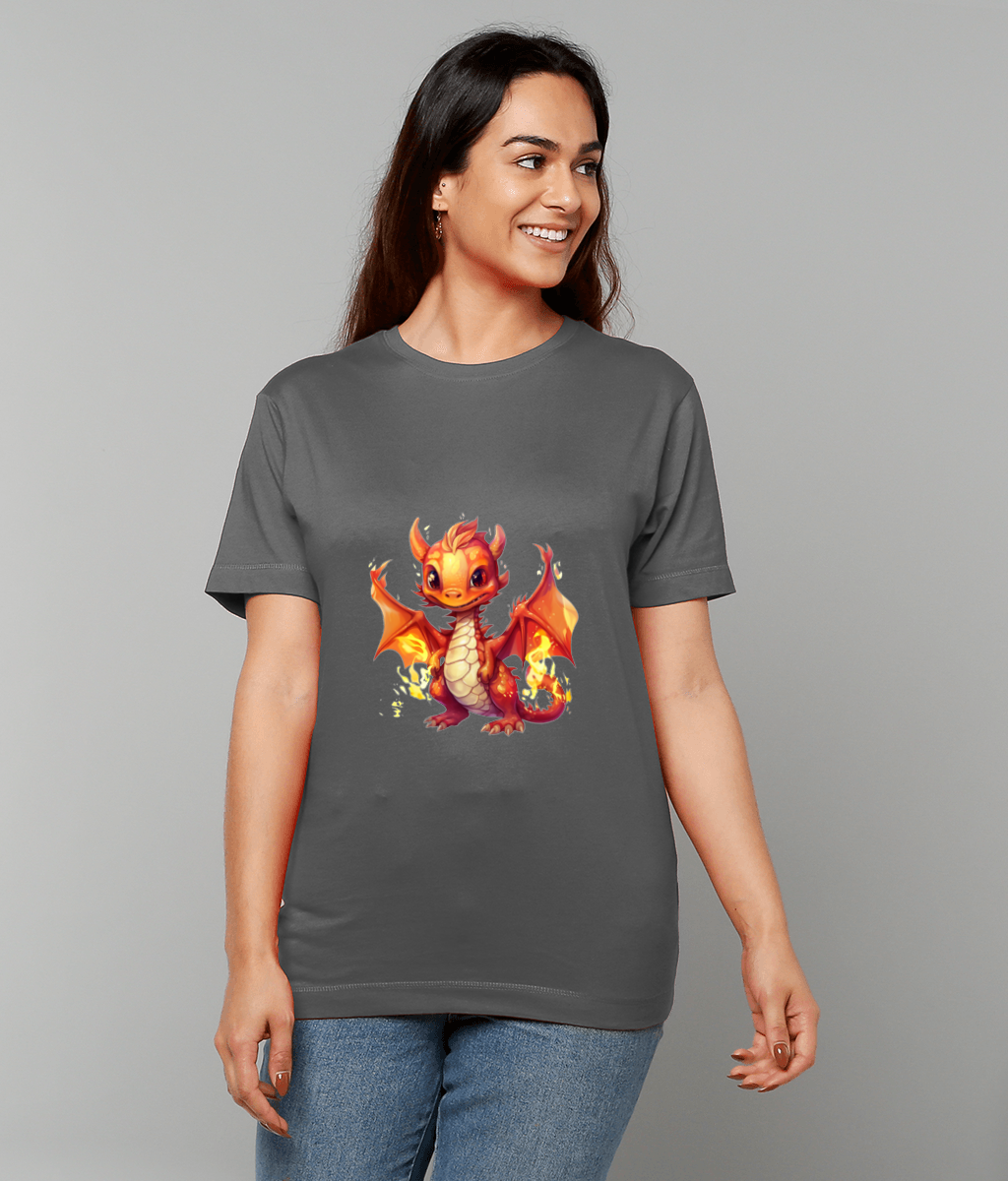T-Shirt Baby Fire Dragon featuring playful baby dragon artwork on made-to-order UK classic fit tee