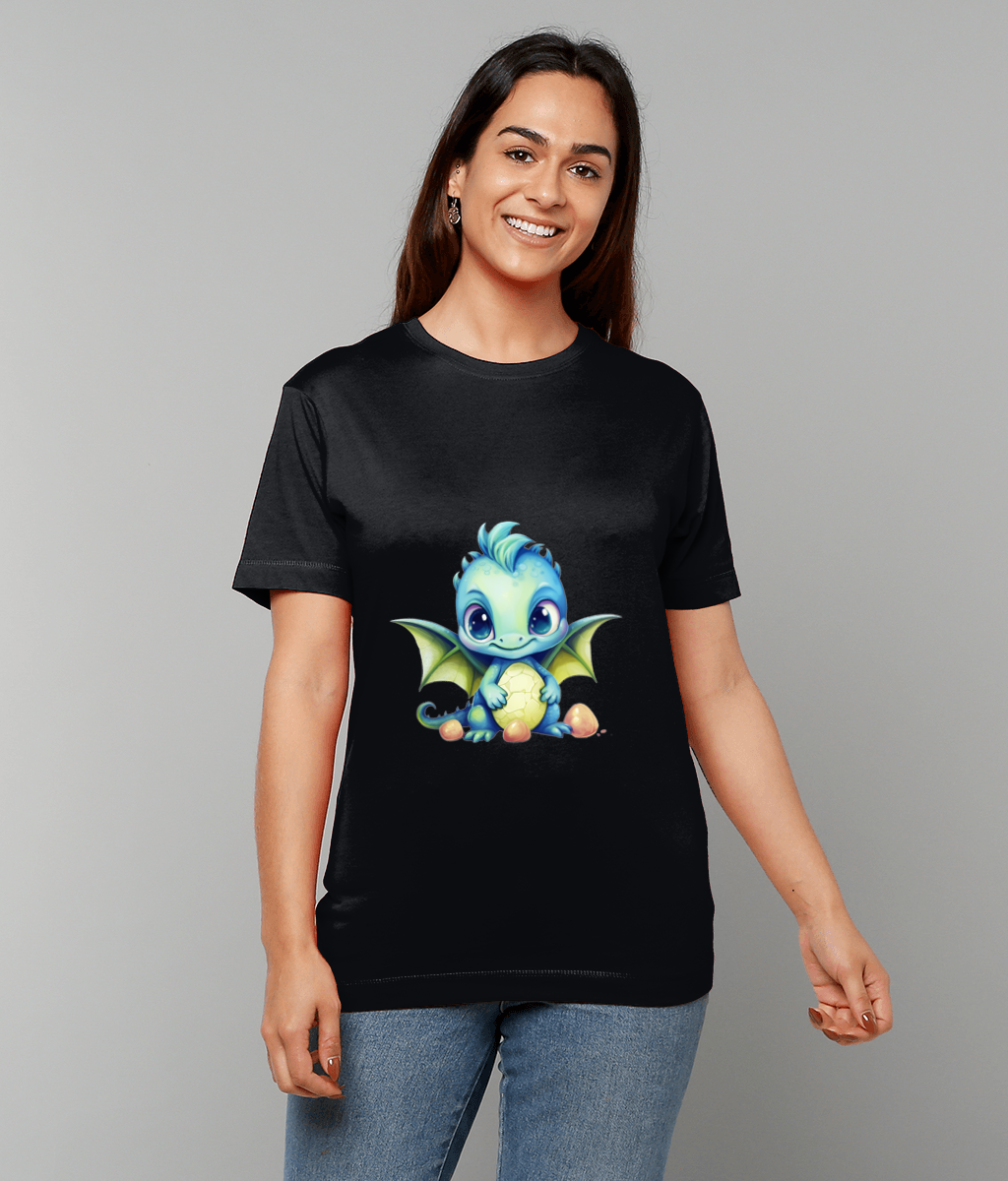T-Shirt Elemental Baby Dragon Blue featuring blue baby dragon artwork on made-to-order UK classic fit tee
