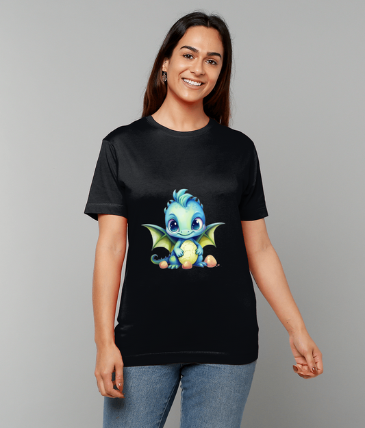T-Shirt Elemental Baby Dragon Blue featuring blue baby dragon artwork on made-to-order UK classic fit tee