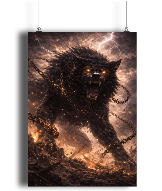 Fenrir Norse wolf art print A4 mythology wall art