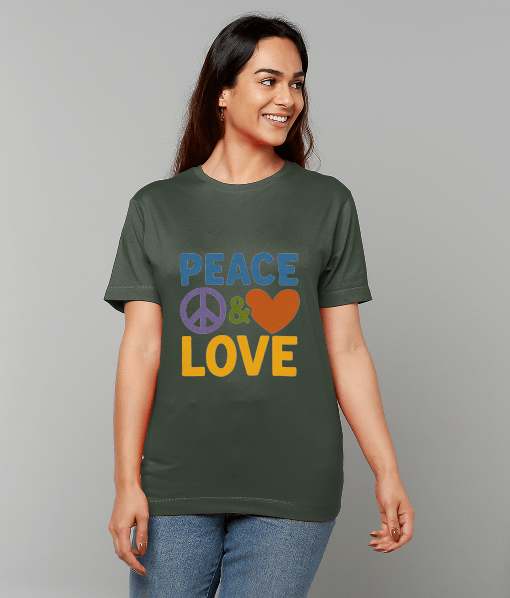 Peace and Love T-shirt – uplifting slogan graphic cotton tee