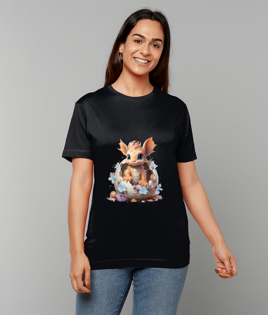 T-Shirt Elemental Baby Dragon In Egg featuring baby dragon in egg graphic on made-to-order UK classic fit tee