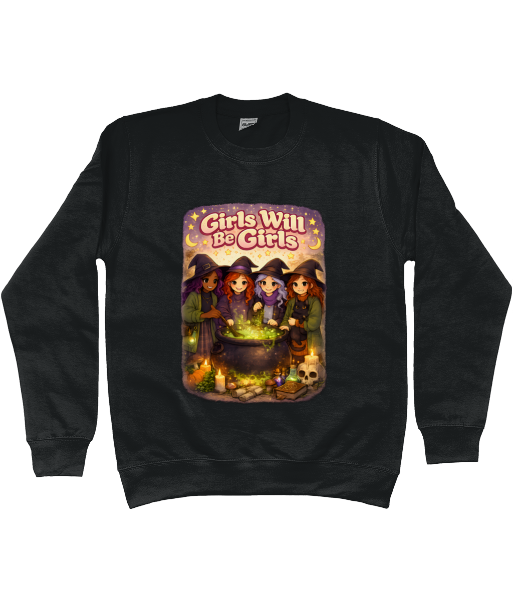 Sweatshirt Girls Will Be Girls Brewing – drop shoulder sweatshirt with soft cotton-faced fabric and relaxed festival-ready style