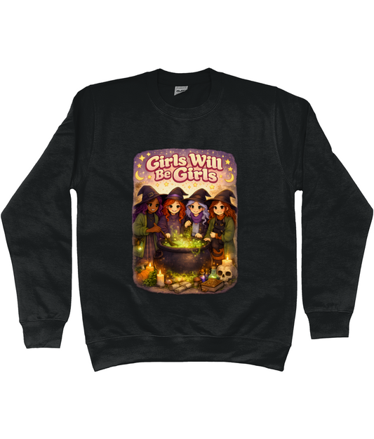 Sweatshirt Girls Will Be Girls Brewing – drop shoulder sweatshirt with soft cotton-faced fabric and relaxed festival-ready style