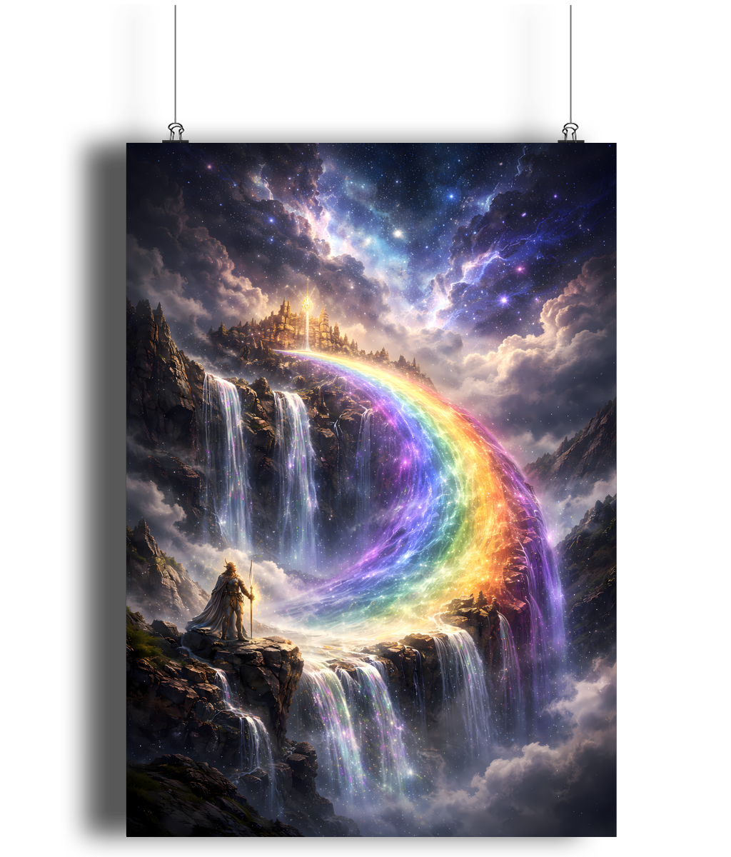 Bifrost Norse art print A4 bridge between realms mythology wall art