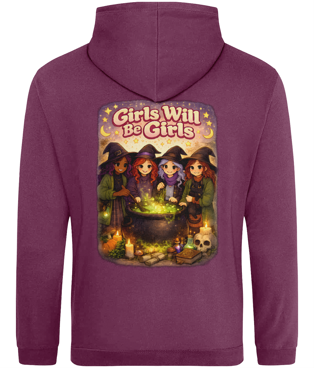 College Hoodie Girls Will Be Girls Brewing – drop shoulder college hoodie with soft cotton-faced fabric and relaxed festival-ready style