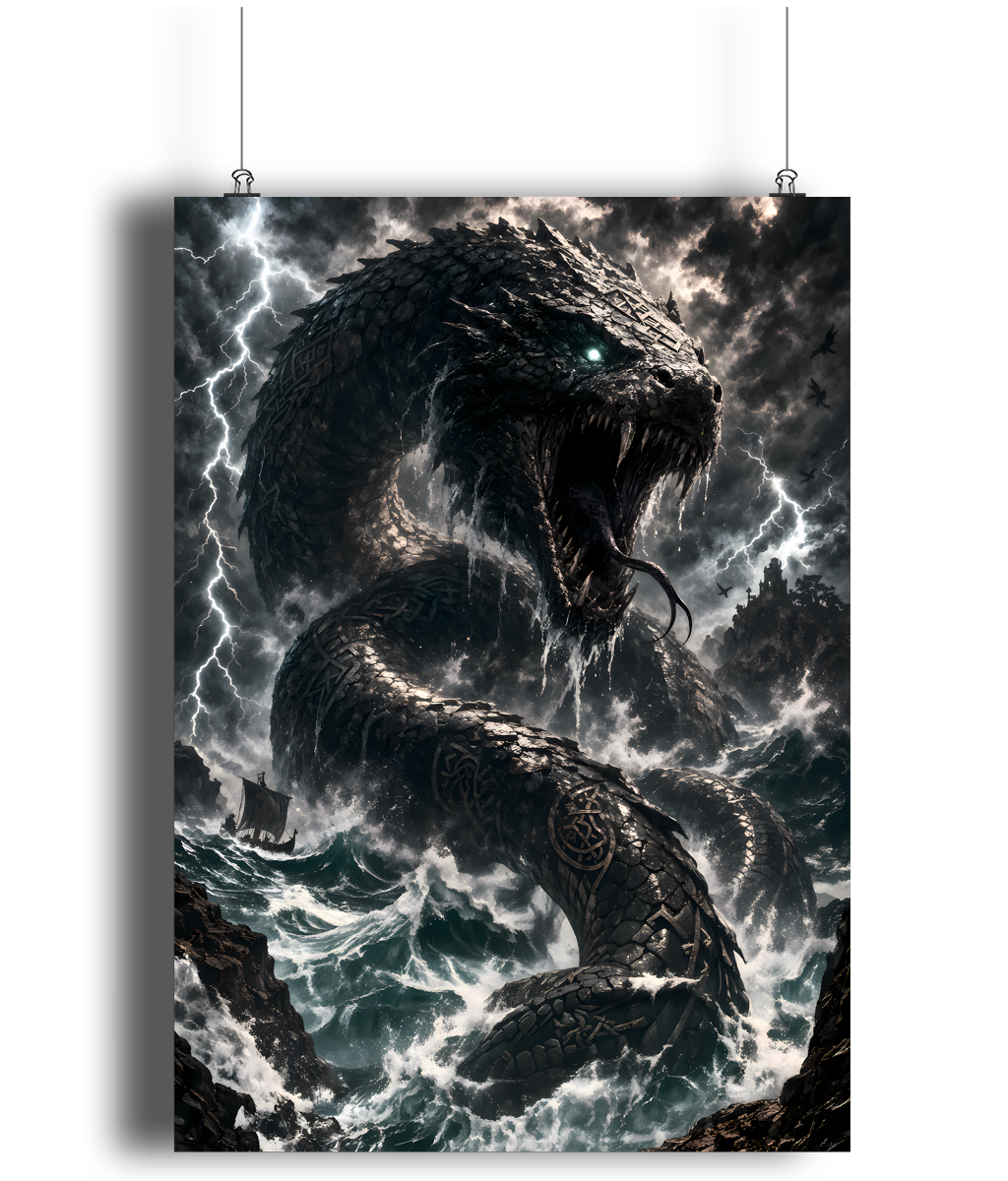 Nidhogg Norse art print A4 serpent mythology wall art