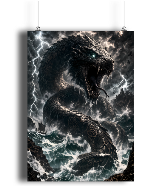 Nidhogg Norse art print A4 serpent mythology wall art