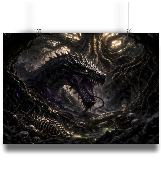 Nidhogg Norse art print A4 serpent mythology wall art