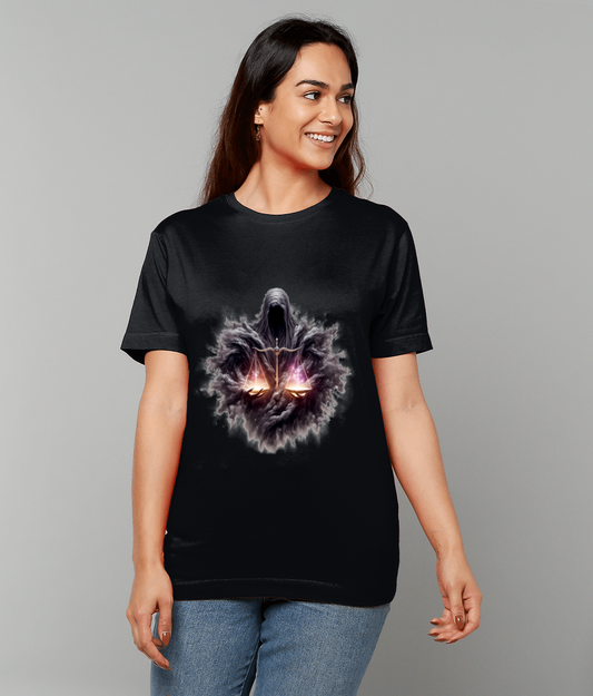 Ethereal Libra Zodiac T-Shirt with Libra glyph and soft ethereal graphic on classic fit tee