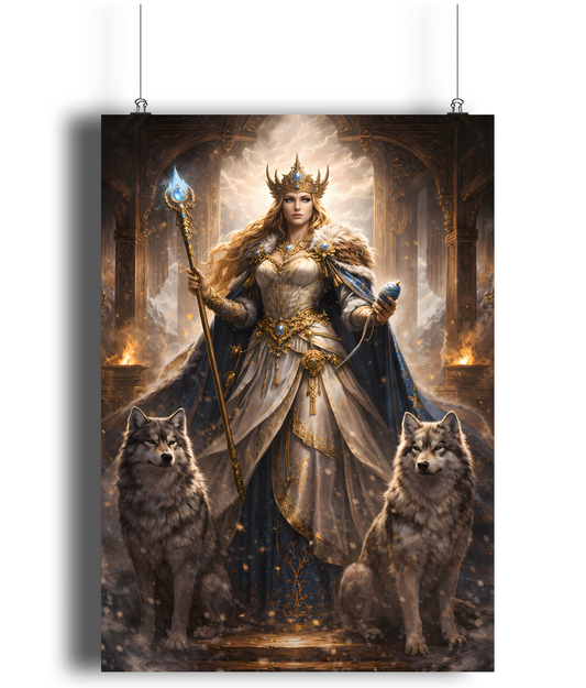 Frigg Norse goddess art print A4 mythology wall art
