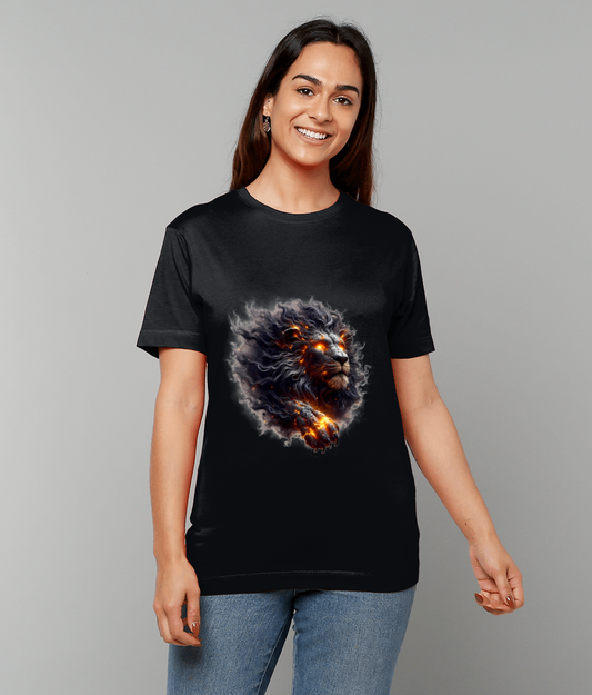 Ethereal Leo Zodiac T-Shirt with Leo glyph and celestial graphic on classic fit tee