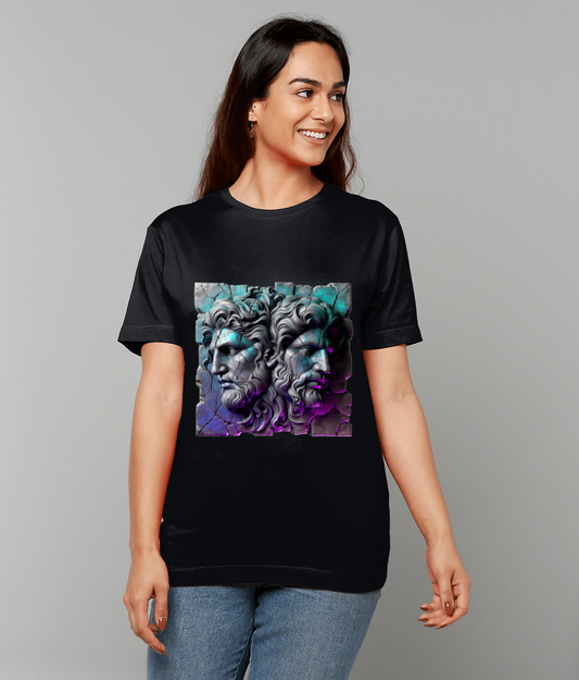 Stone Tablet Gemini Zodiac T-Shirt with Gemini glyph and air-inspired stone texture graphic on classic fit tee
