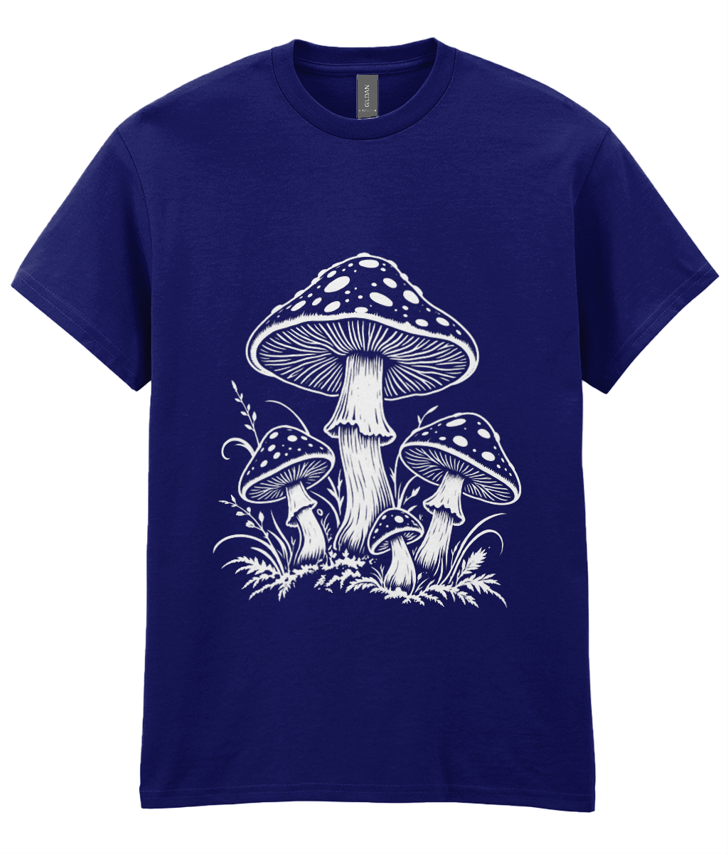 Shrooms T-Shirt - simple white mushroom graphic print on alternative T-shirt