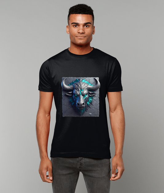 Stone Tablet Taurus Zodiac T-Shirt with earthy Taurus glyph and stone texture design on classic fit tee