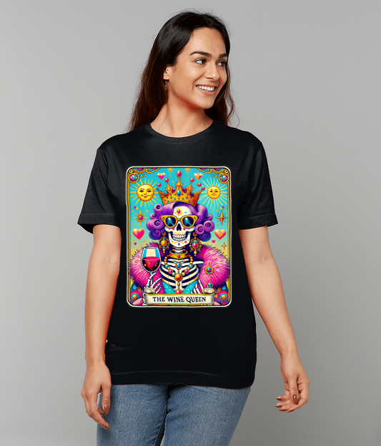Wine Queen T-Shirt – tarot inspired graphic tee with mystical wine queen design