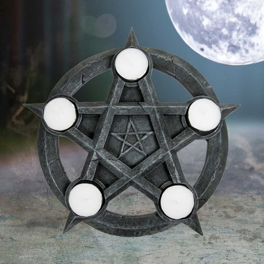 Pentagram Tealights 26cm gothic occult candle holder décor