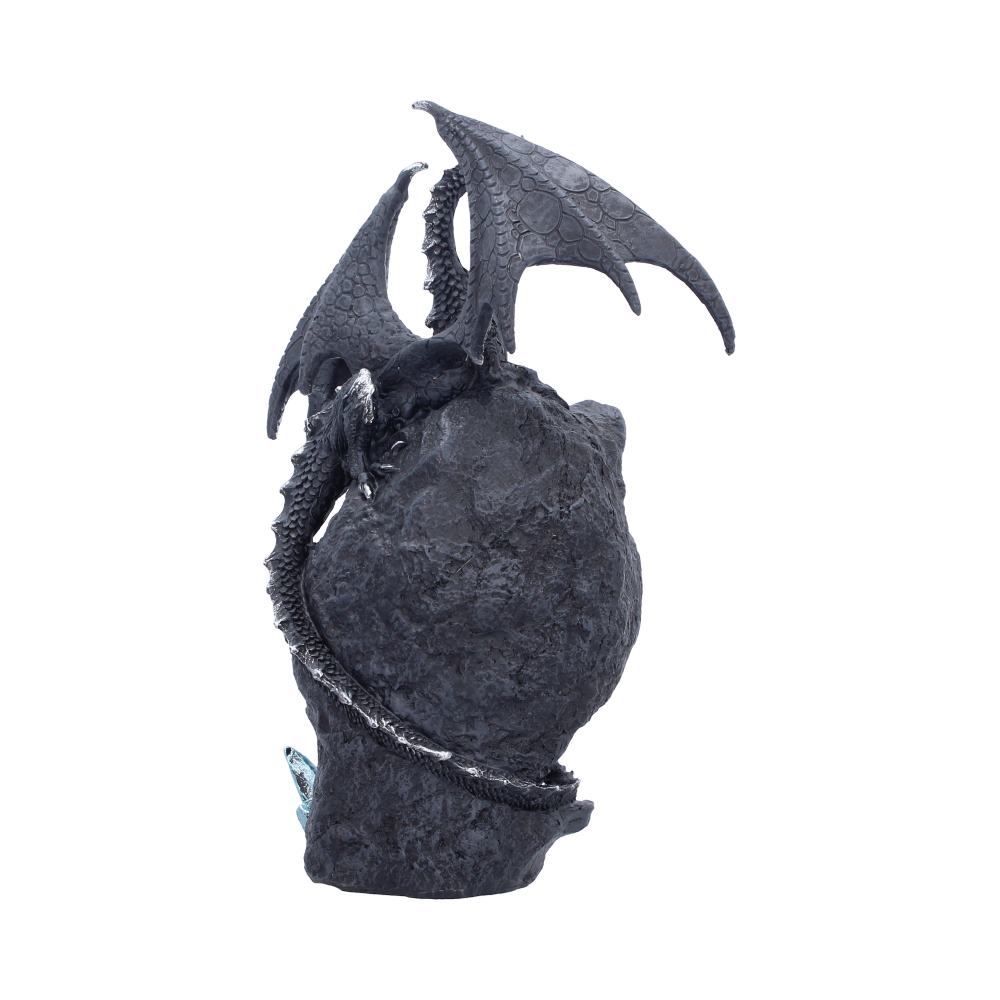 Rear of Midnight Custodian showing the rock-textured back and black dragon