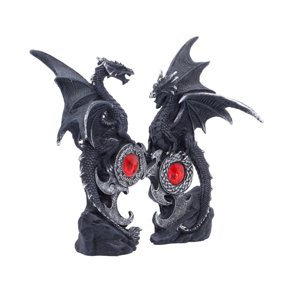 Opposite angle of Midnight Protectors with curled bodies and separate rocky bases