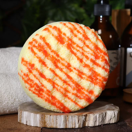 Slice of Sunshine Butter Bubble Soap Sponge 230g with textured exfoliating surface and orange fragrance