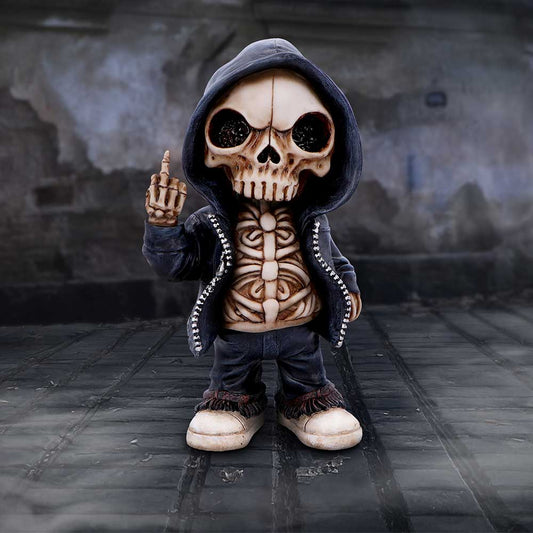 Flip the Bird Street Art Figurine rebellious resin skeleton décor piece