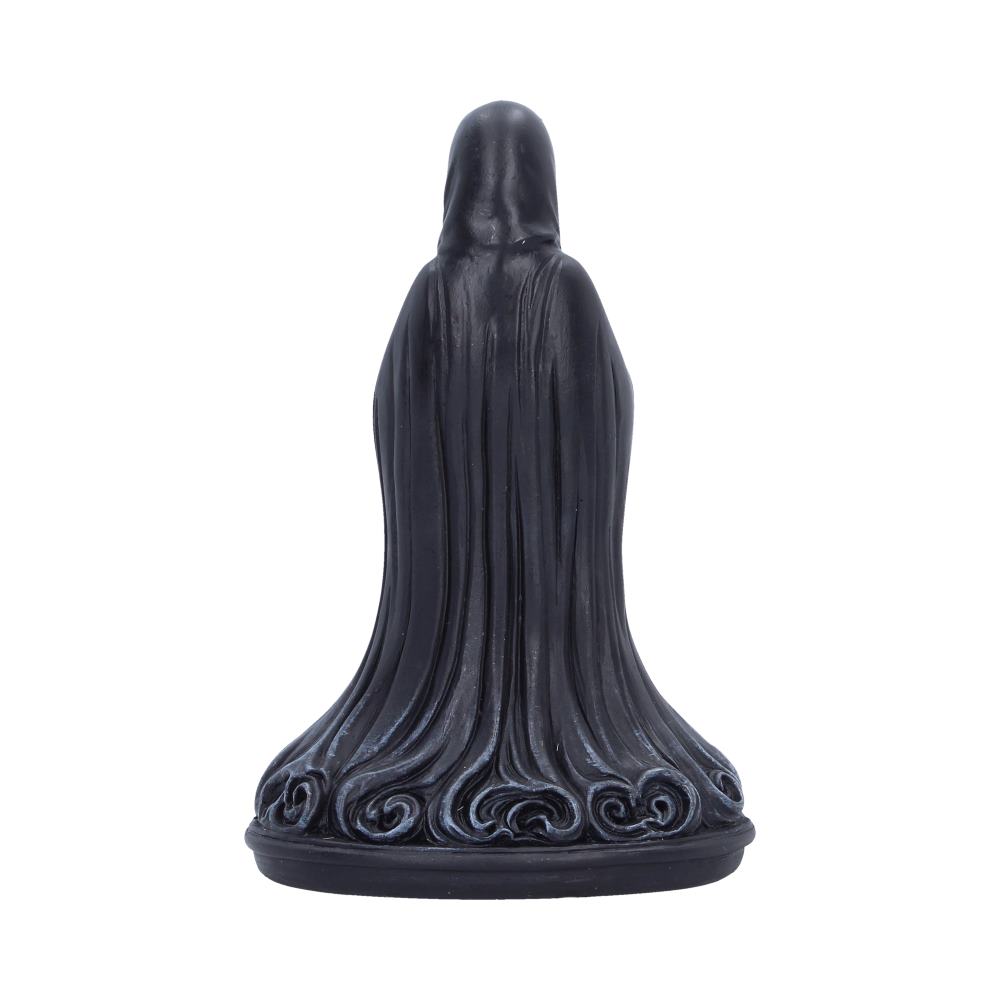 Keeper of Smoke Gothic Incense Burner - Rear of the sculpted dark hood and robes