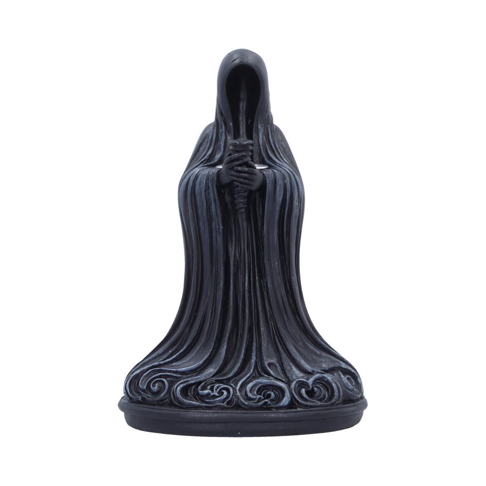 Keeper of Smoke Gothic Incense Burner - Front showing faceless hooded figure holding a cup