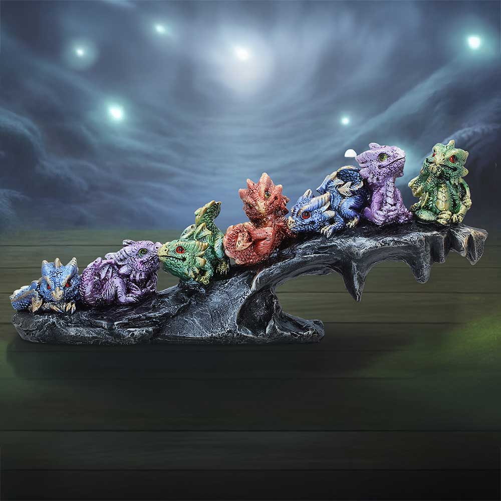 Hatchling Haven Dragon Display Figurine - Dragon hatchlings in a styled fantasy display
