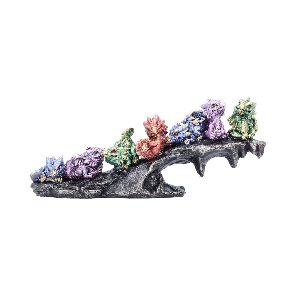 Hatchling Haven Dragon Display Figurine - Front showing colourful dragon hatchlings on a rock ledge