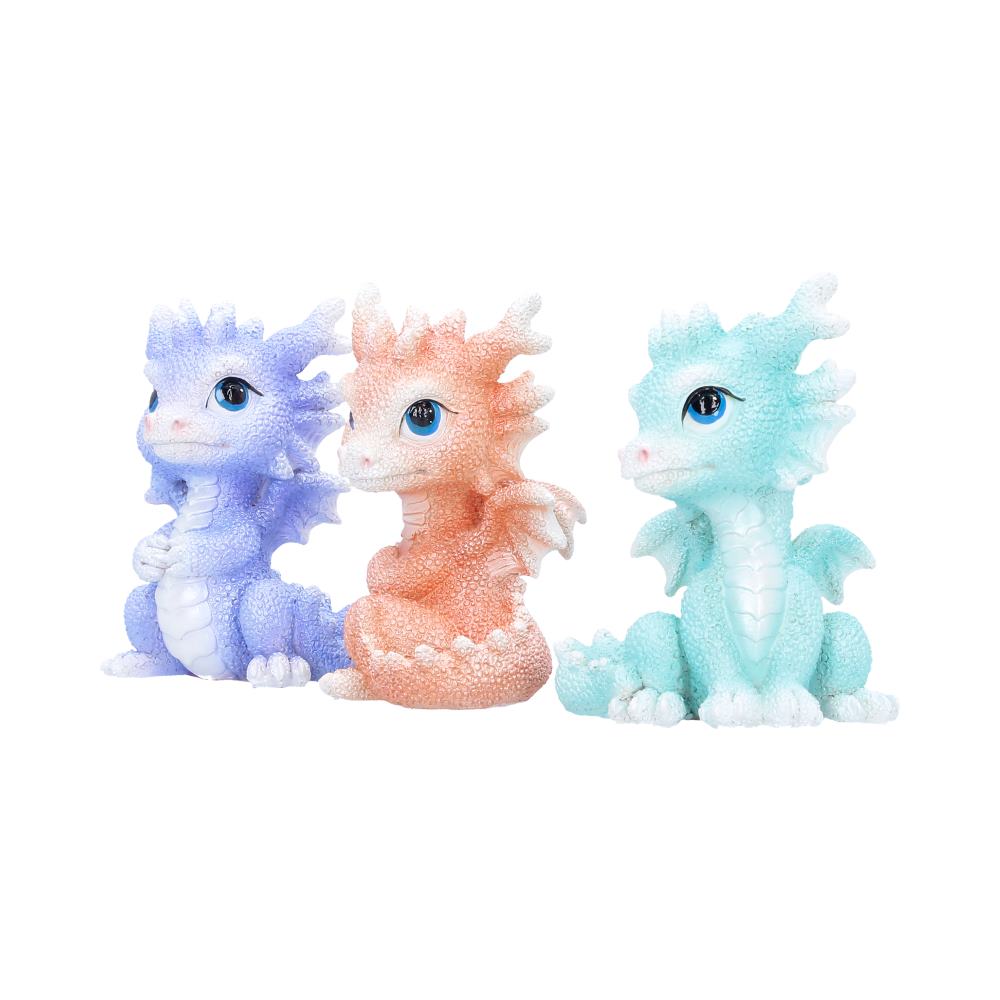 Coralscale Hatchling Dragon Trio - Angle of the three pastel dragons and small wings