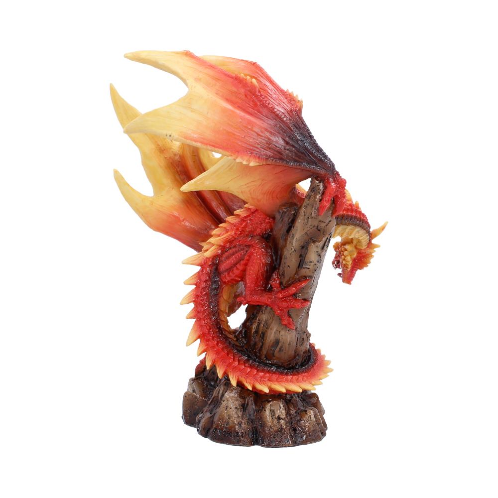 Vermilion Inferno Red Dragon Figurine - rear with broad flame-coloured wings