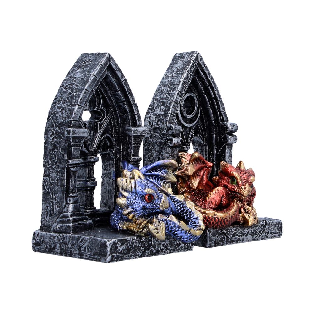 Gate Keepers Dragon Figurines Set of Two - side angle showing two dragon guardians