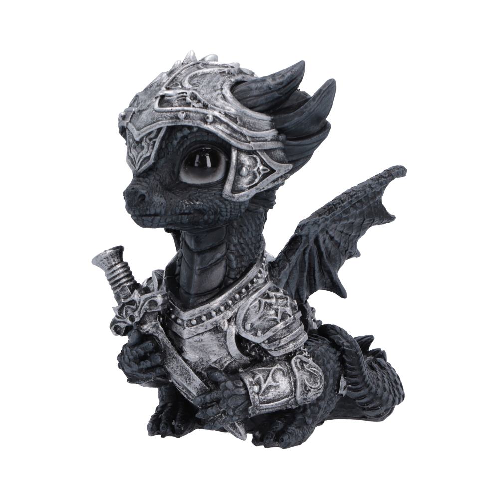 Sir Swordflame Armoured Dragon Figurine - side showing sword, armour and wing