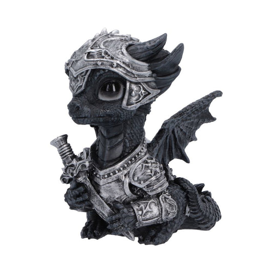 Sir Swordflame Armoured Dragon Figurine - side showing sword, armour and wing