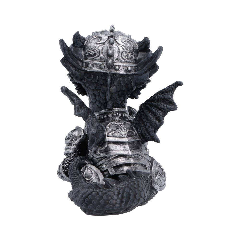 Sir Swordflame Armoured Dragon Figurine - rear showing helmet, wings and curled tail