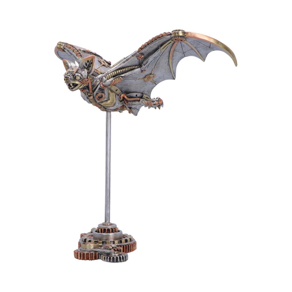 Nocturne Machina Steampunk Bat Figurine - side showing spread wings and upright support