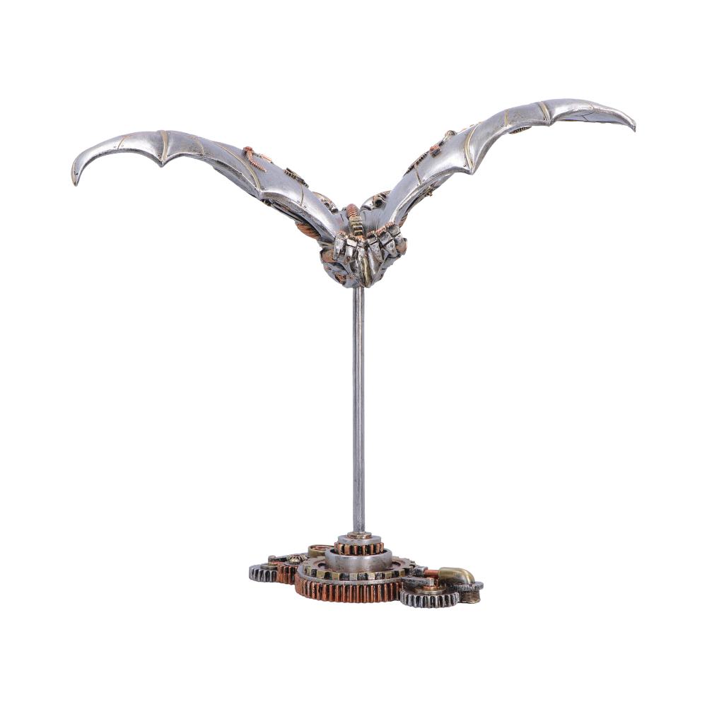 Nocturne Machina Steampunk Bat Figurine - rear showing bat wings and tall stem