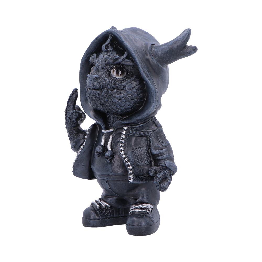 Playing with Fire Rebellious Dragon Figurine - angled face with pointed hood and rude gesture