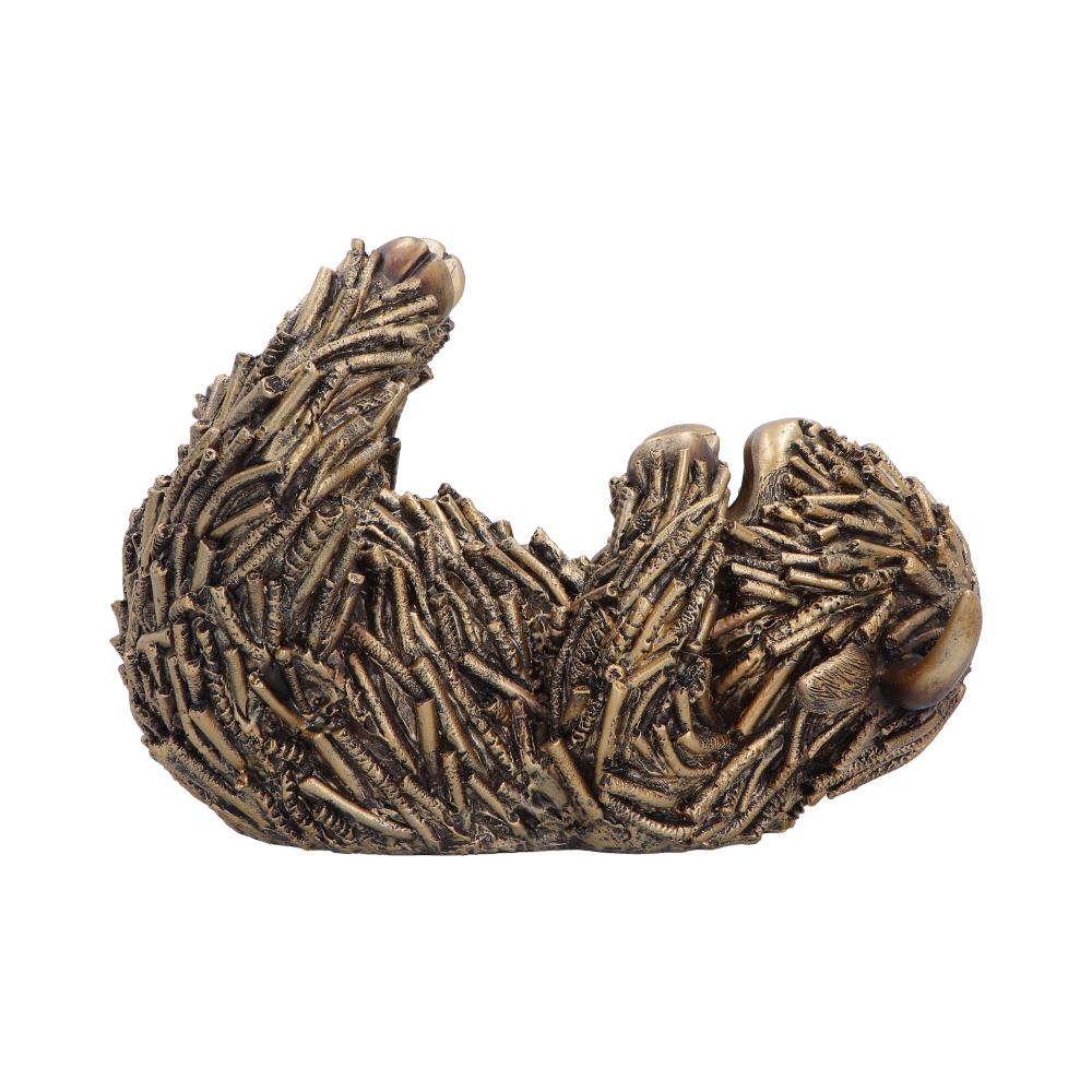 Gold Highland Cow Guzzler Wine Holder - rear angle of the textured coat and curved body