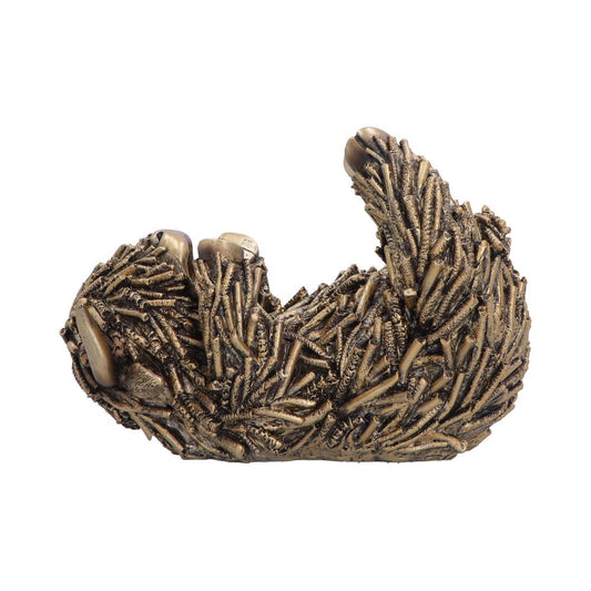 Gold Highland Cow Guzzler Wine Holder - side of the gold-coloured Highland cow lying back with raised hooves
