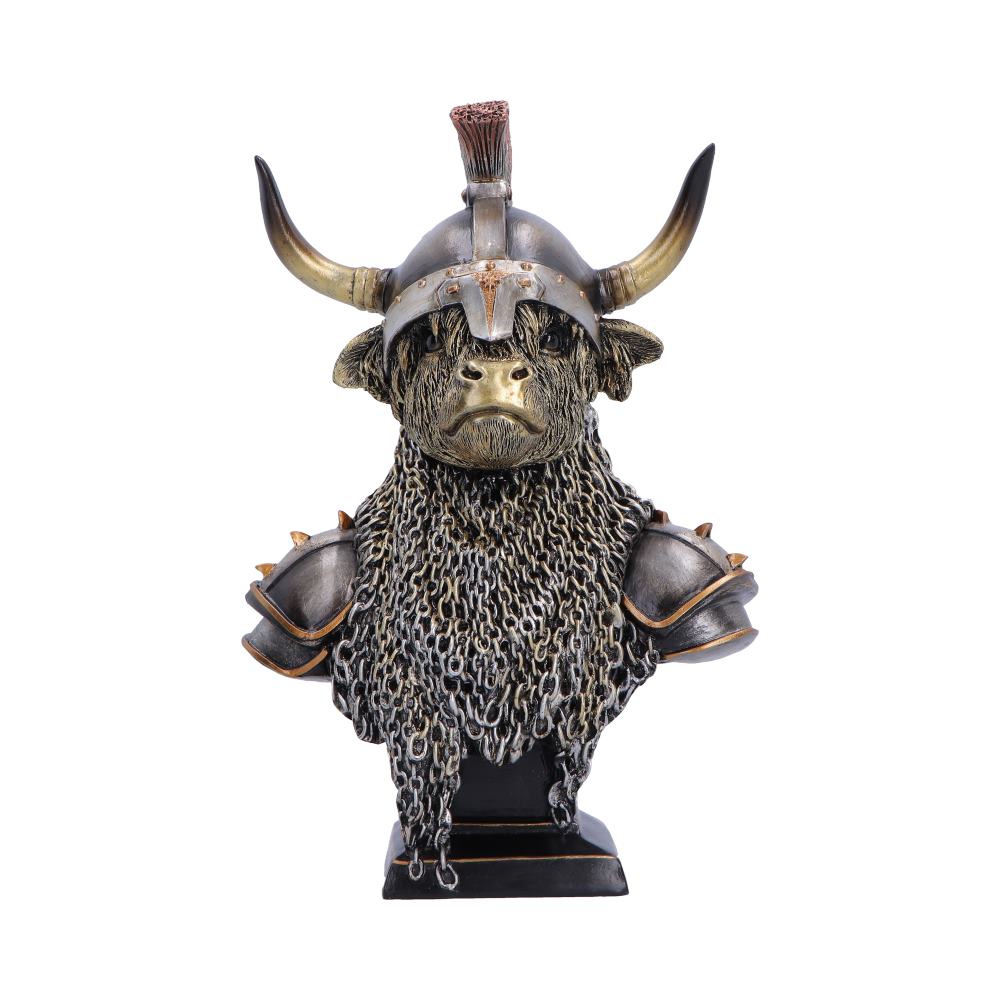 Highland Guard Armoured Cow Bust - front showing cow face, helmet and chainmail