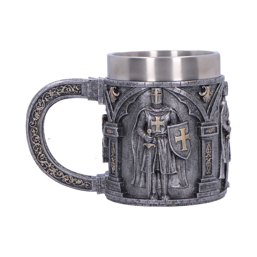 Silver Knight Tankard Small - side showing decorated handle and knight relief