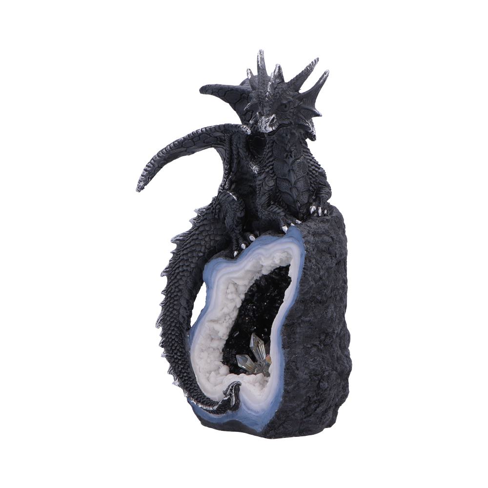 Shadow Crystal Keeper Black Dragon Figurine - side showing wings and pale hollow edge
