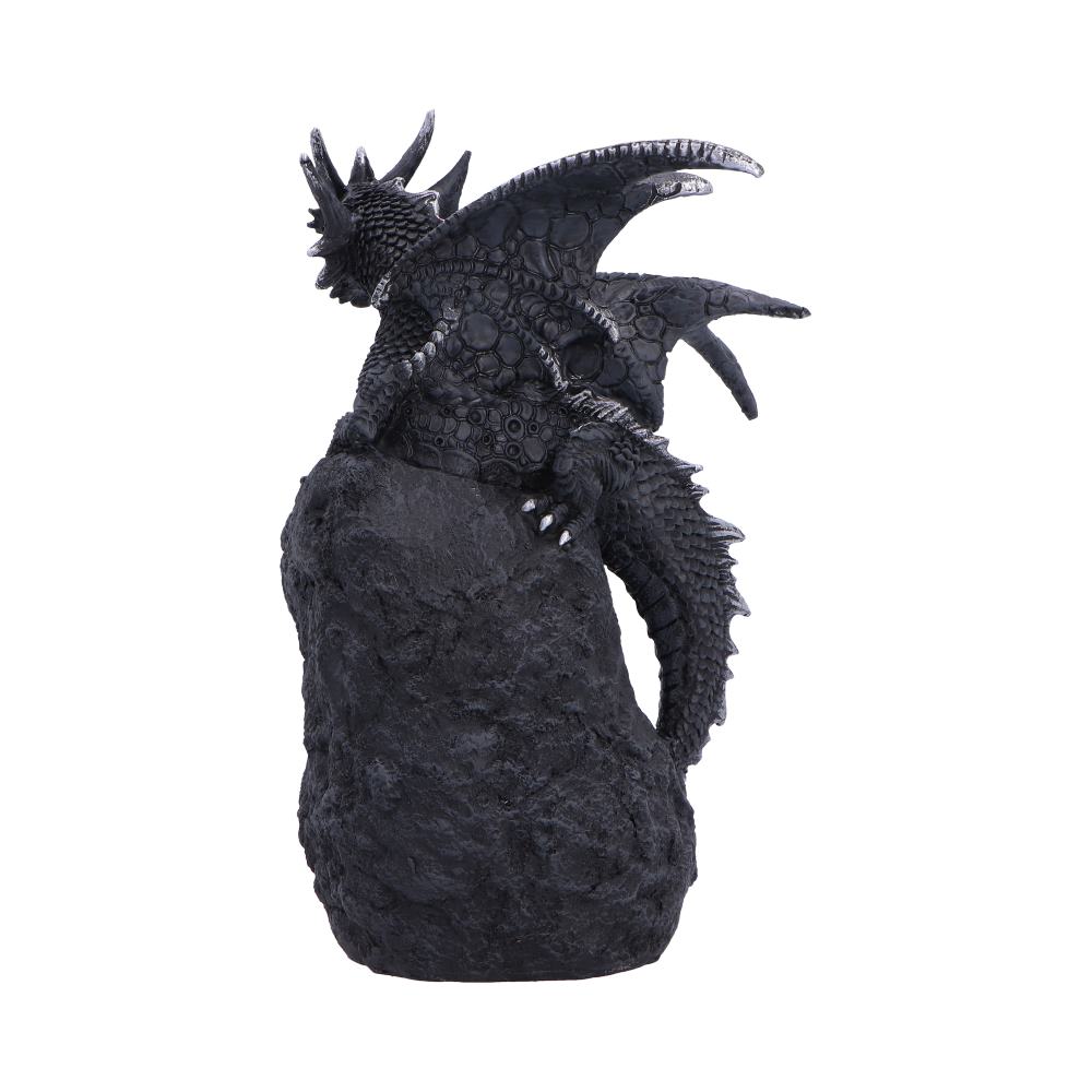 Shadow Crystal Keeper Black Dragon Figurine - rear showing dark rock-effect base and dragon tail