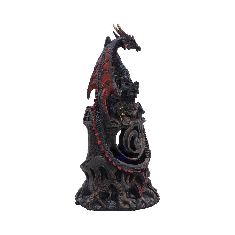 Midnight Warden Light-Up Dragon Figurine - side showing root textures and raised dragon