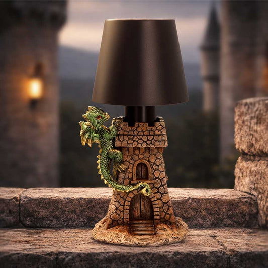 Castle Keeper Green Dragon Touch Lamp - castle dragon lamp in a fantasy display
