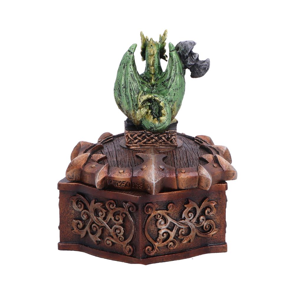 Hoard Defender Green Dragon Trinket Box - rear with green dragon wings above box